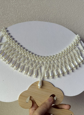 古风新中式旗袍汉洋折衷配饰仿珍珠项链唐制璎珞