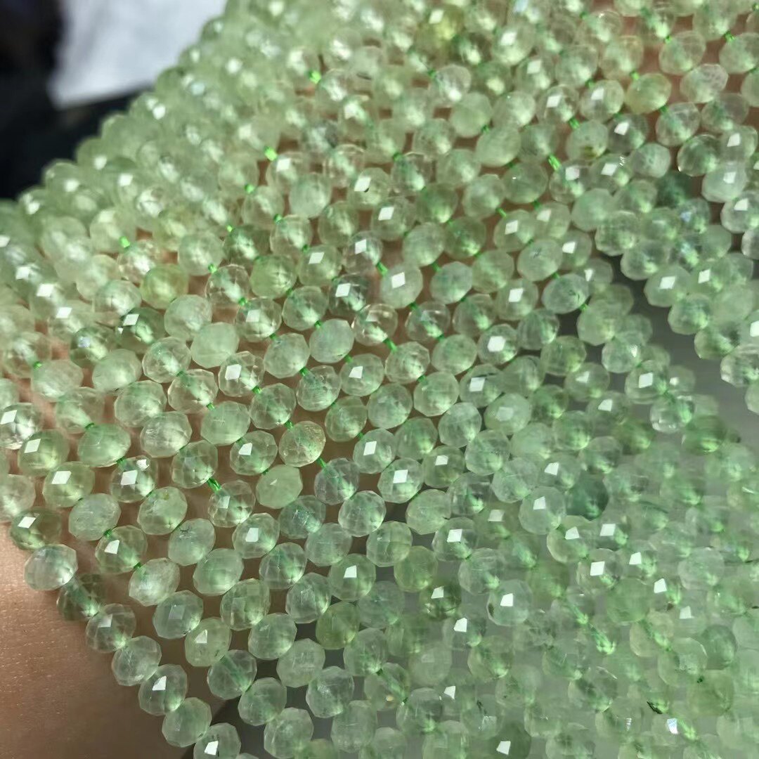 鑫磊水晶3x5mm天然葡萄石钻石切盘扁珠半成品配饰配件特价包邮