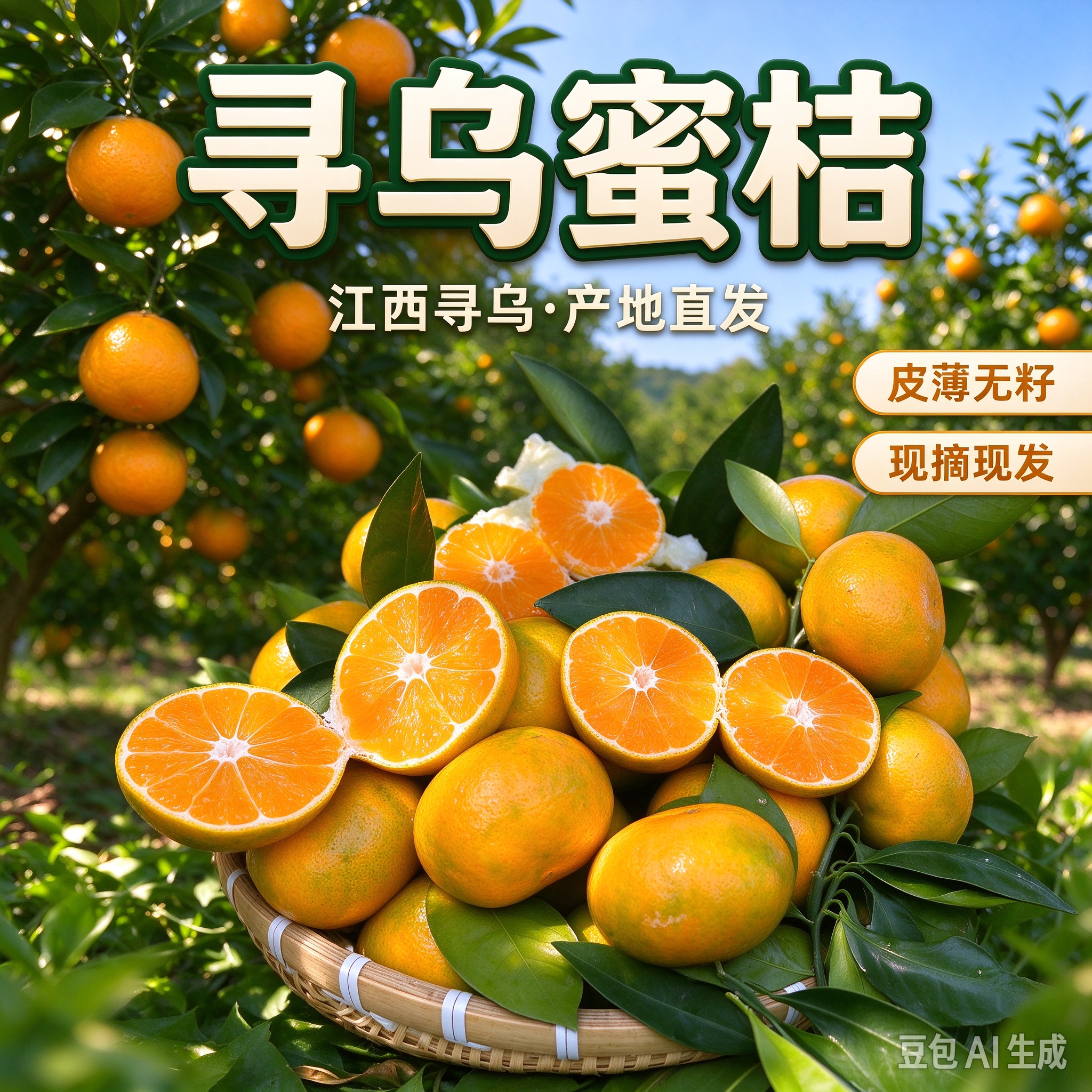 江西寻乌蜜桔赣南青皮桔子无籽薄皮橘子当季新鲜孕妇水果整箱