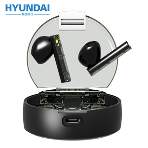 HYUNDAI现代 无线蓝牙耳机半入耳立体声重低音降噪超长续航透明壳