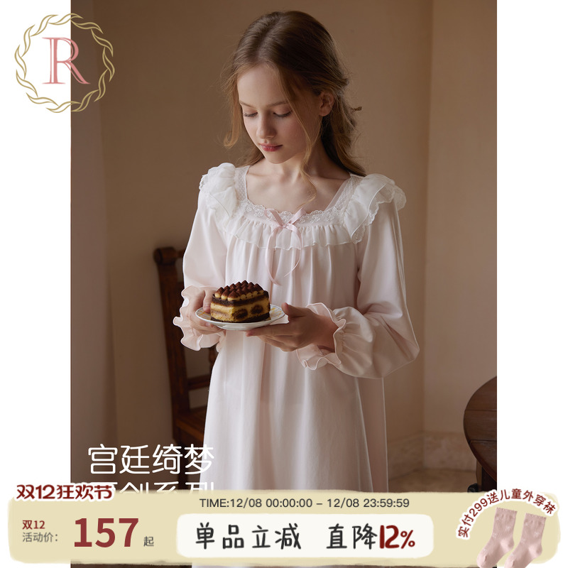 女童法式公主宫廷风家居小白裙