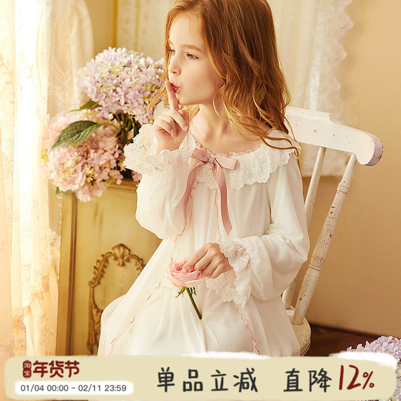 Rosetree女童睡裙春秋公主薄款可爱宝宝宫廷女孩长袖儿童甜美睡衣,童装/婴儿装/亲子装,家居裙/睡裙,淘宝优惠券,粉丝福利购,淘宝优惠卷