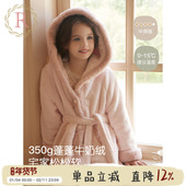 RoseTree女童珊瑚绒睡袍冬加厚儿童2025新款 法兰绒浴袍女孩家居服