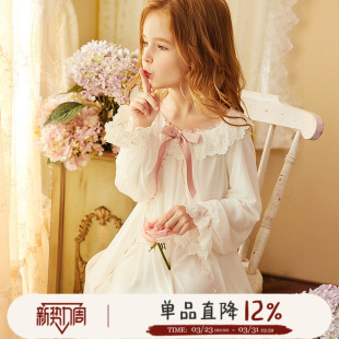 Rosetree女童睡裙春秋公主薄款 儿童甜美睡衣 可爱宝宝宫廷女孩长袖