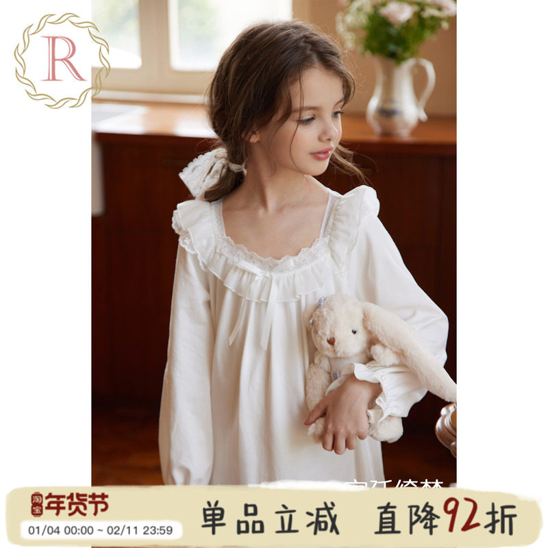 RoseTree女童公主睡裙儿童长袖纯棉春秋季女孩宫廷风睡衣2025新款,童装/婴儿装/亲子装,家居裙/睡裙,淘宝优惠券,粉丝福利购,淘宝优惠卷