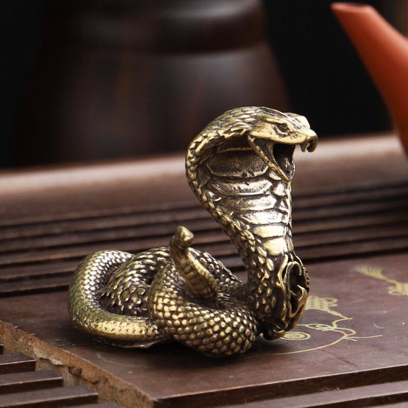 纯黄铜十二生肖腰缠万贯眼镜蛇铜蛇摆件家居客厅装饰铜工艺品摆件