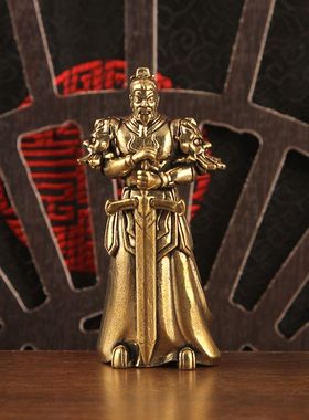 创意黄铜复古做旧兵马俑摆件古代将军桌面摆设铜器工艺品装饰摆件