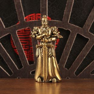 创意黄铜复古做旧兵马俑摆件古代将军桌面摆设铜器工艺品装 饰摆件