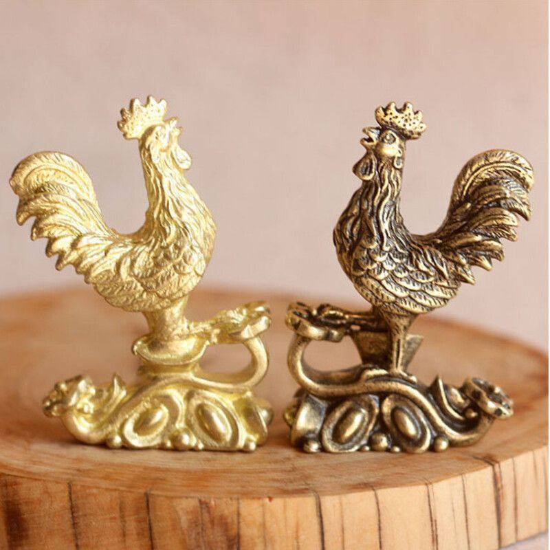 黄铜元宝鸡工艺品摆件中式个性黄铜金色麋鹿大公鸡茶宠居家摆件