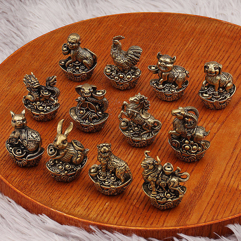 黄铜十二生肖香插龙办公室家居香熏蚊香线香铜钱元宝蛇金属工艺品