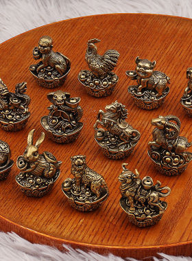 黄铜十二生肖香插龙办公室家居香熏蚊香线香铜钱元宝蛇金属工艺品