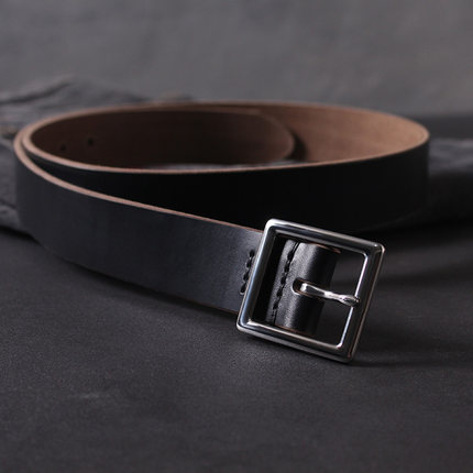 霍尔文Horween手工复古皮带男 头层牛皮不锈钢针扣真皮牛仔裤腰带