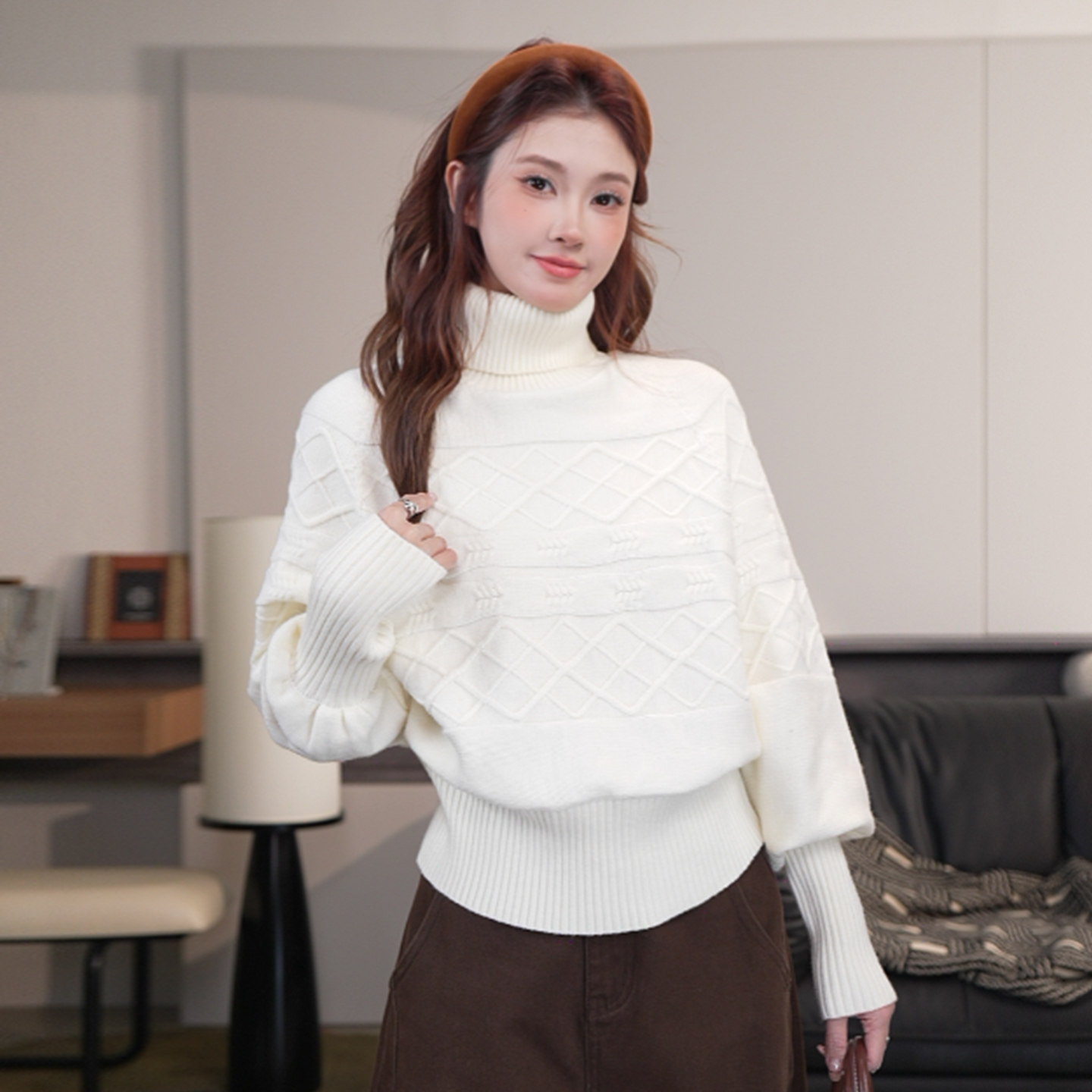 尔给【莫代尔】秋冬加厚高领毛衣女慵懒风时尚百搭收腰显瘦针织衫,女装/女士精品,毛衣,淘宝优惠券,粉丝福利购,淘宝优惠卷