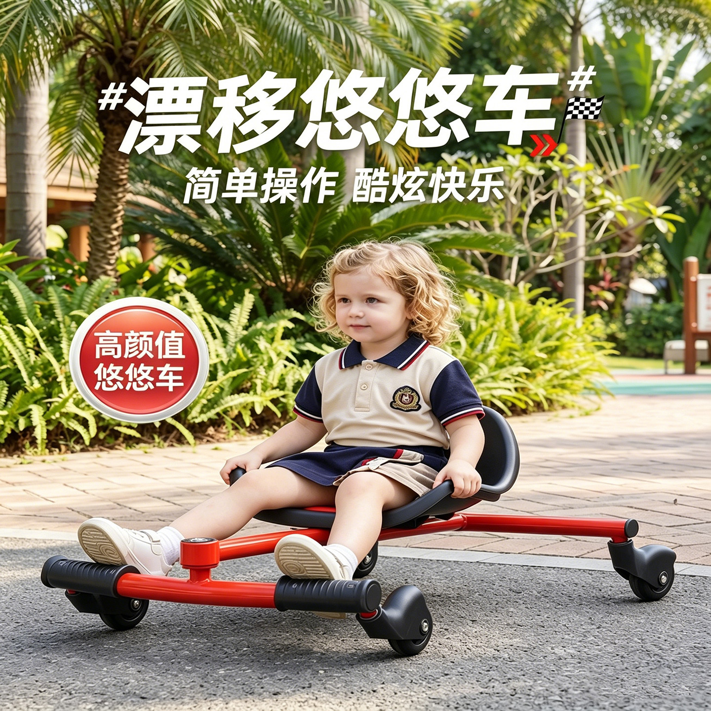 儿童悠悠车幼儿园脚踩摇摆车扭扭车小孩溜溜车三轮车广场滑行车