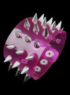 银色圆锥尖刺铆钉瑞丽软塑料手链