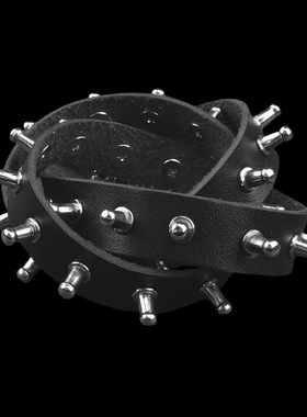 柔软超纤皮奶嘴铆钉三圈朋克手链