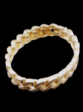 闪耀金色哑光链条状细窄轻开口弹簧手镯中性银白枪黑欧美饰品手环