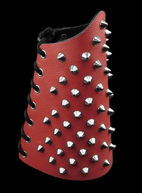 扁平合金伞形铆钉大红荔枝纹手链