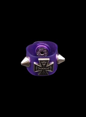 银色十字伞形钉紫罗兰色透明戒指