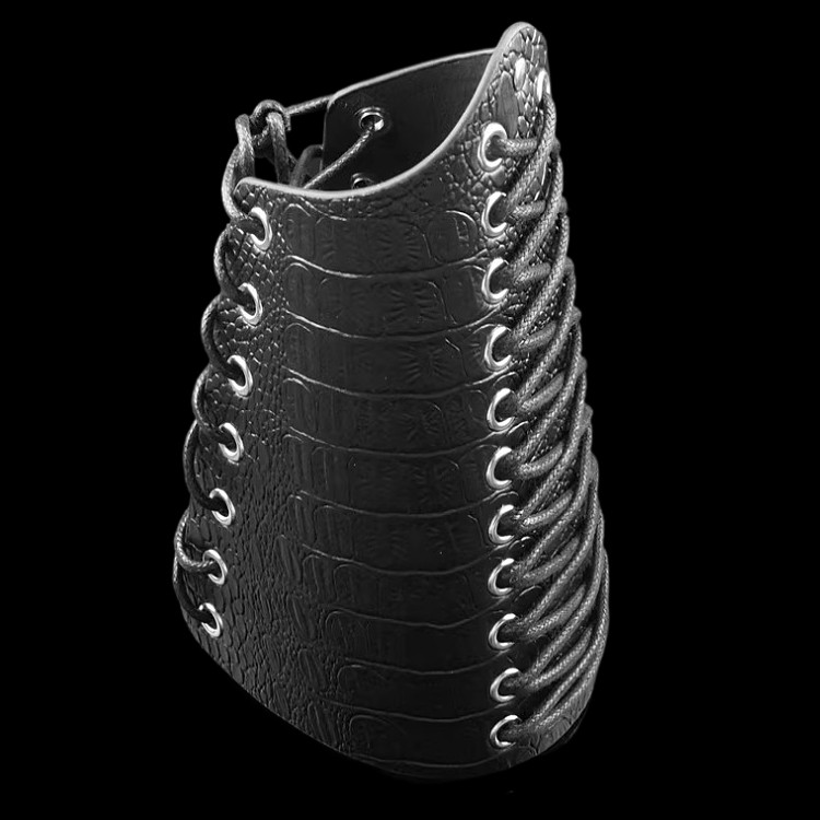 夸张复古棕黑色压花树皮纹潮绳子编织皮质朋克手链装饰品手镯护腕