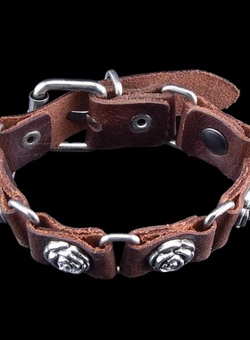 棕色细窄皮质植物花卉民族风手链