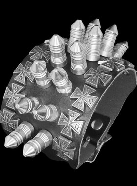 塑料圆台回旋镖朋克黑柔软皮手链