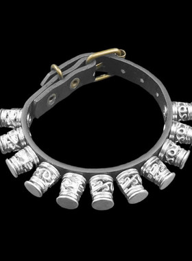 镂空立体花纹朋克细长窄PU皮手链