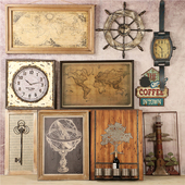 复古美式 实木壁饰墙面装 饰铁艺壁挂民宿奶茶店餐厅墙饰墙上挂板牌