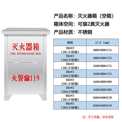 沅江304*不锈钢灭火火9983器箱可放置2//4公斤干粉灭火器42灭器箱