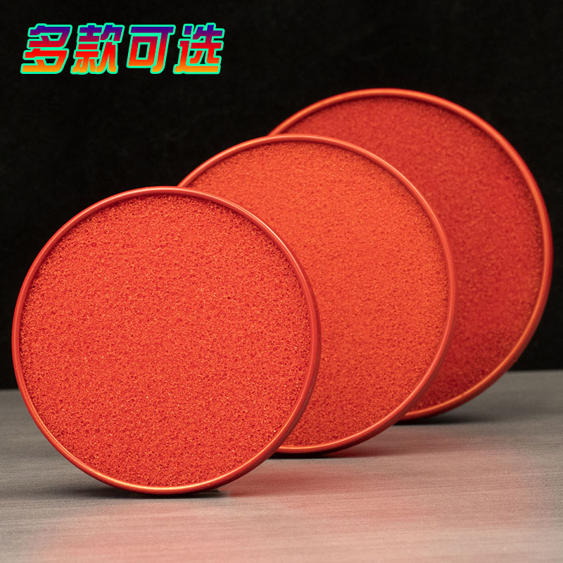 泡沫红色印台圆形便携按手印带盖