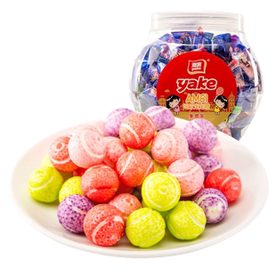 雅客网球泡泡糖520罐装水果口味泡泡糖学生口香糖雅克糖果零食品