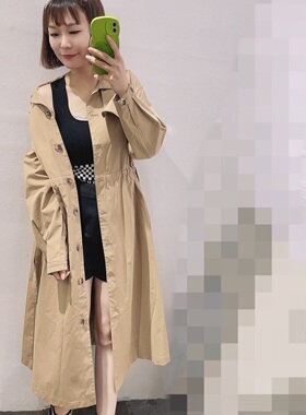 81号公馆原创品牌 设计师款风衣外套女秋季 中长款卡其色休闲大衣