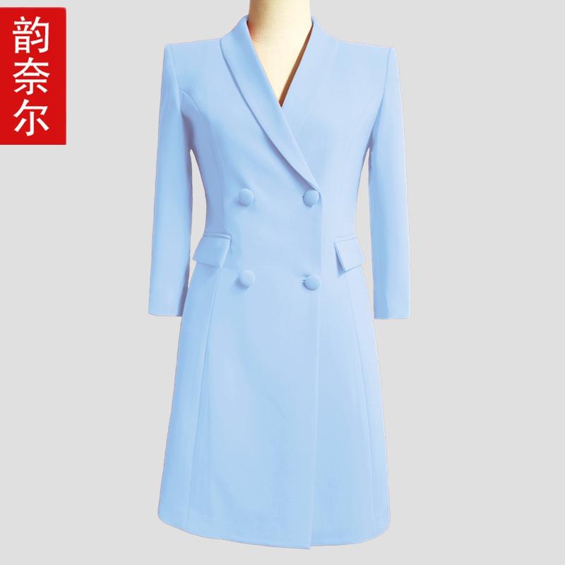 青果领西装连衣裙通勤风