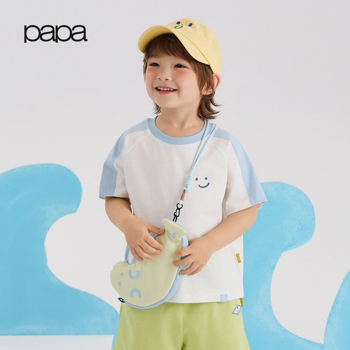 papa夏季儿童短袖T恤柔软透气