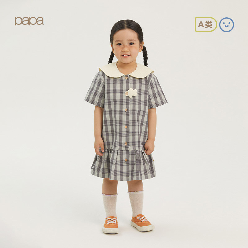 papa夏季儿童女童连衣裙裙子洋气