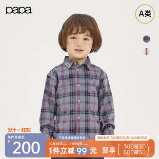 儿童衬衫 papa爬爬春秋季 男女宝灯芯绒印花上衣百搭 商场同款