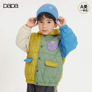儿童棉服男女童棉袄连帽外套外出保暖 papa爬爬秋新款 商场同款