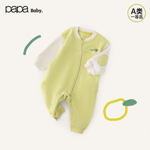 男女宝宝连体衣婴儿长袖 新款 papa爬爬秋季 爬服摇粒绒 商场同款