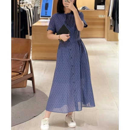 IC小禾2025夏季新品元厂面料进口环保种植棉佩斯利印花短袖连衣裙