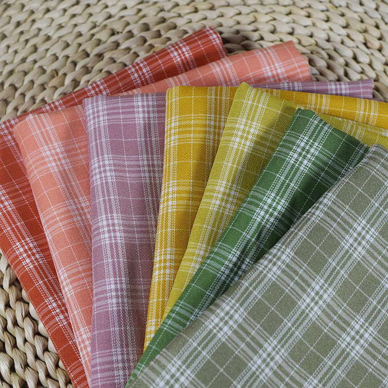 涤氨混纺色织条纹格子微弹布料 jk裙子制服衬衫套装工艺饰品面料