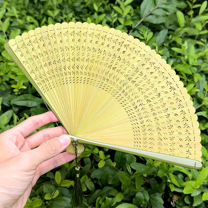 全竹扇蜻蜓迷你扇子18cm雕刻扇子