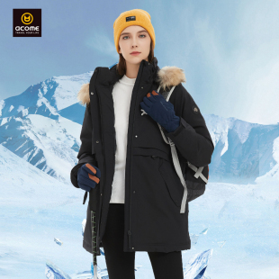 大毛领 户外鹅绒服防风保暖极寒服中长款 ACOME新款 羽绒服女冬季
