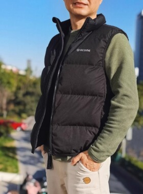 阿珂姆新款羽绒马甲那女同款立领羽绒背心休闲马甲保暖