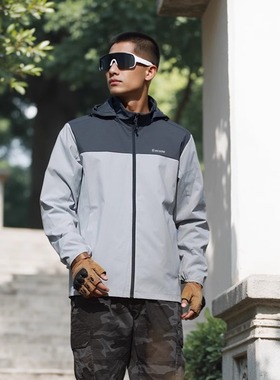 阿珂姆春季户外双面穿风衣外套防风防泼水透气保暖外套休闲夹克