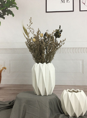 几何折纸陶瓷花瓶工艺品创意摆件干花插花器北欧家居饰品厂家