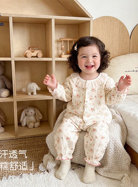 皮偌乔婴儿衣服春秋夏季宝宝纯棉哈衣睡衣无骨连体衣长袖爬服