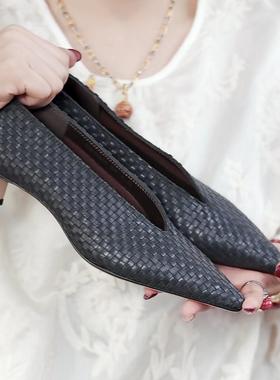 胎牛编织跟高25年春季新款跟鞋S29S603032