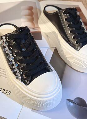 头层牛皮厚底半拖增高女鞋S30S032015