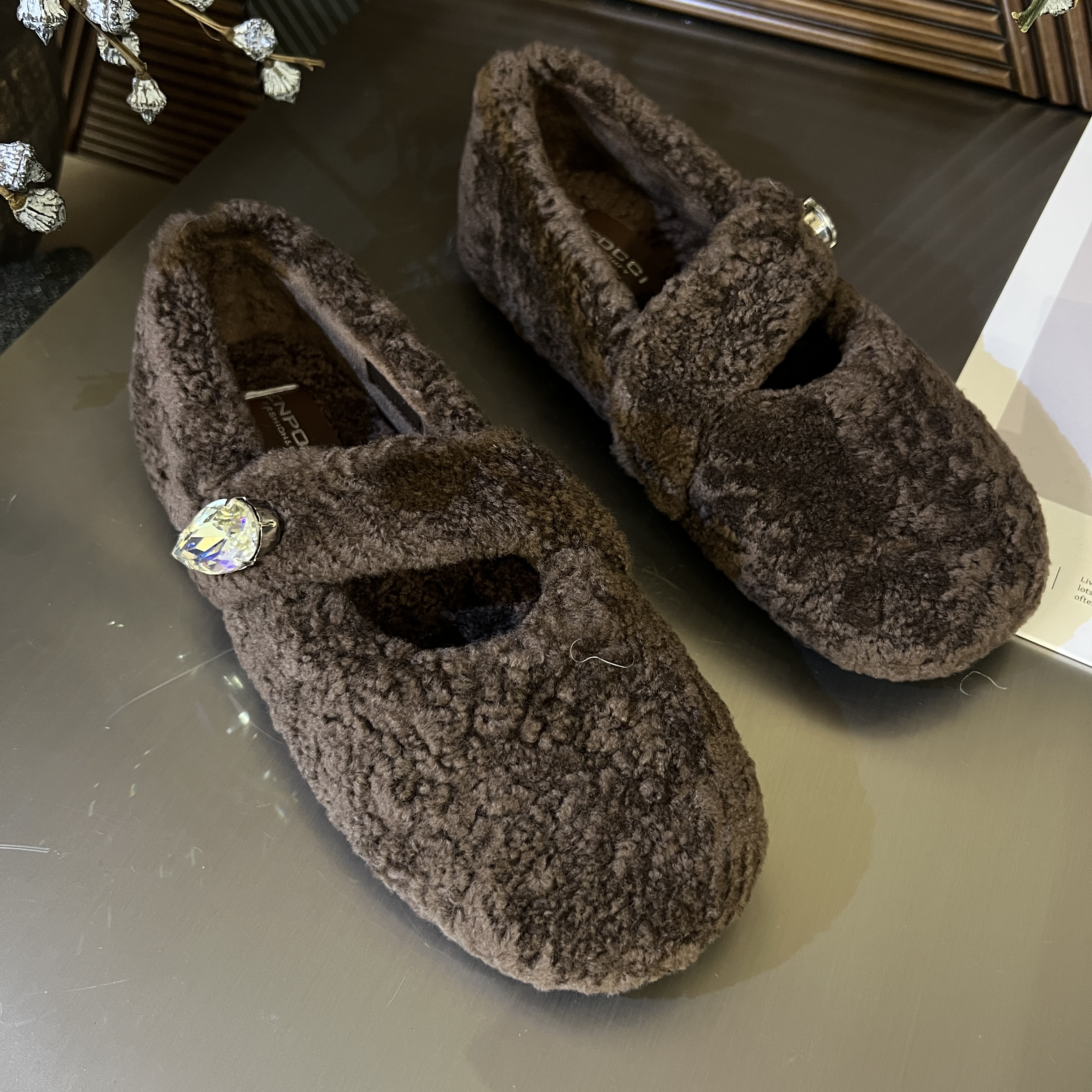 秋冬新款加厚羊羔毛带跟拖鞋S29W388027