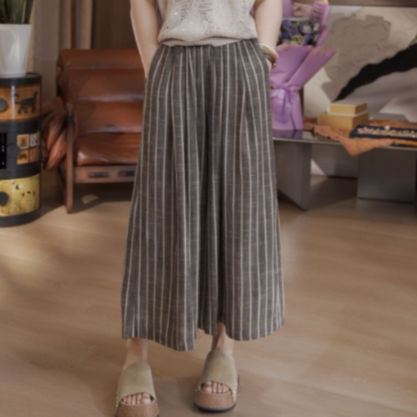 夏季棉麻女士条纹裙裤S29YS372287